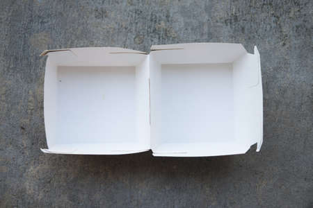 Open box for hamburgers. Storing food deliveryの写真素材