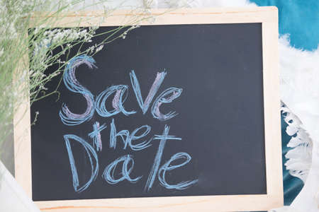 English Text Save The Date on blackboard
