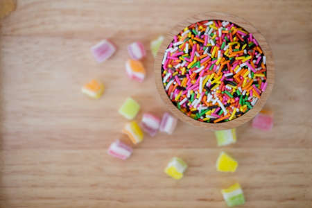 Sugar sprinkle dots, decoration for cake and bekery at a children's partyの写真素材