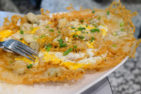 fried mussel pancake, Thai style foodの写真素材