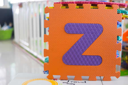 Colorful foam puzzle letters, education concept to learn english alphabetの写真素材