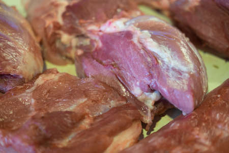 Raw fresh pork in local market at Thailandの写真素材