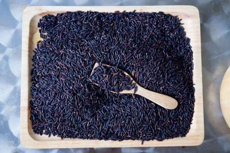 Black jasmine rice or organic riceberry riceの写真素材