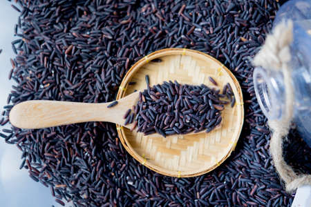 Thai organic black jasmine rice or Rice berryの写真素材