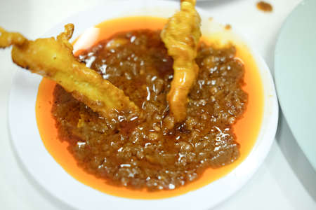 Grilled Pork Satay with Peanut Sauce, Thai foodの写真素材