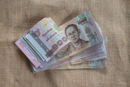 Close up of 1000 baht banknotes for any useの写真素材
