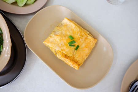 stuffed nutrias omelet in dish so delicious, Thai easy food