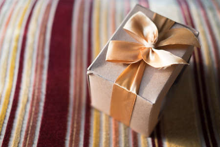 Box in craft paper eco paper on a retro backgroundの写真素材