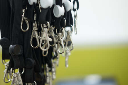 Black of lanyard with hook for badge tagの写真素材