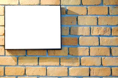 picture frame on red brick wall texture backgroundの写真素材