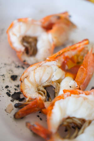 Close-up of giant river prawn grilled, selective focusの写真素材
