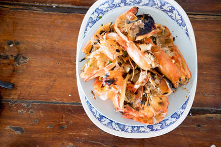 Shrimp shell waste after eating at Thailand restaurantの写真素材