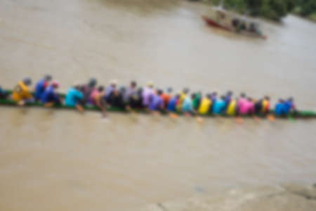 Blur background traditional Thai long boats compete during Country cupのeditorial素材