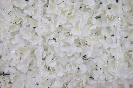 White floral background in wedding. Selective focus