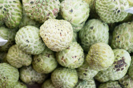 Group of green fresh organic custard apple at asia fresh market