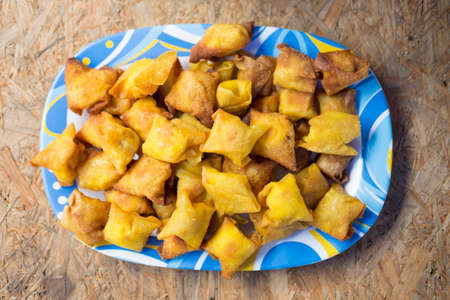 Fresh fried asian dumplings. Dim Sum filled with minced meatの写真素材