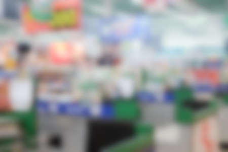 Supermarket abstract blur background. Modern supermarket blurry pictureの写真素材