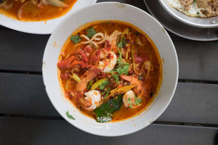 Instant noodle tom yum. Popular Thai food