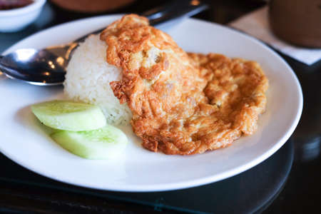 Mince pork omelet with rice Thai style popularの写真素材