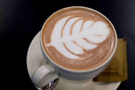 Close up art froth on hot chocolate