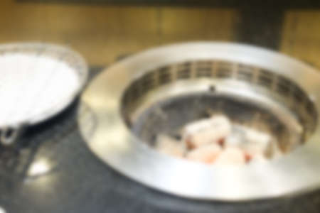 Blur background of charcoal barbecue grill, use for background food conceptの写真素材