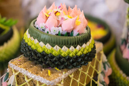 Gifts from groom for bride in Thai's wedding traditional, called "Khan Mak"の写真素材