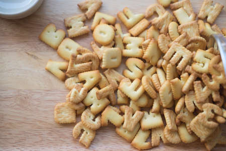 Mini cracker serve with coffee in coffee timeの写真素材