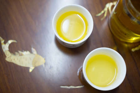 Traditional hot tea for breakfast, two hot teaの写真素材