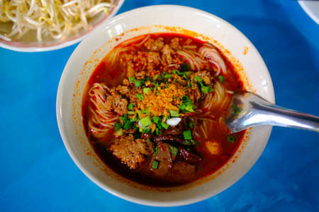 Northern Thai food (Kanom Jeen Nam Ngeaw) with vegetables