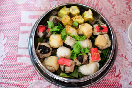 Chinese food appetizer mixed dim sum in the feast.