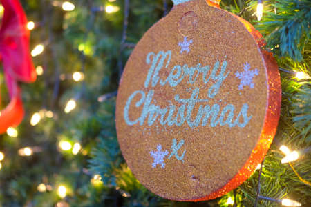 Christmas tree decoration. Concept of the traditional celebration of New Yearの写真素材