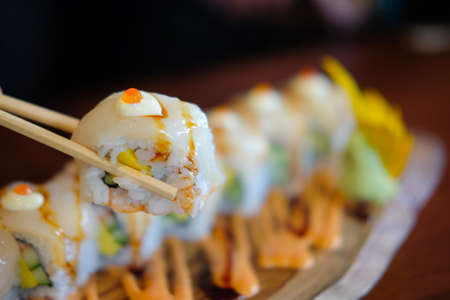 Sushi roll assortment ready to eatの写真素材