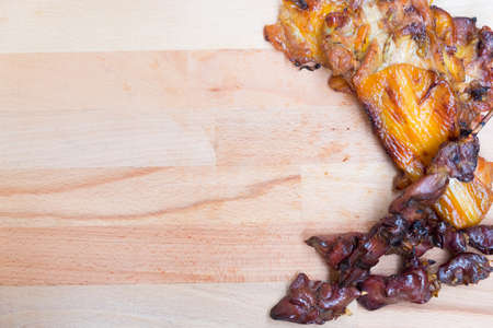 Grilled frame of chicken and grilled liver, Thai style grilled conceptの写真素材