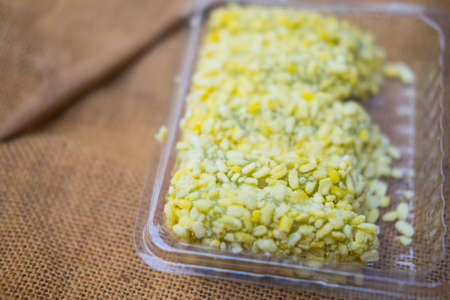 Mung bean rice-crepe (selective focus), Thai traditional dessert