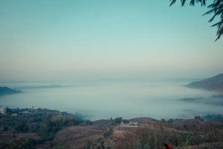 The landscape photo beautiful sea fog at Khao Kho Phetchabun in Thailand