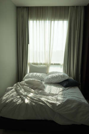 Comfort and bedding concept in a hotel room, concept travel and vacation