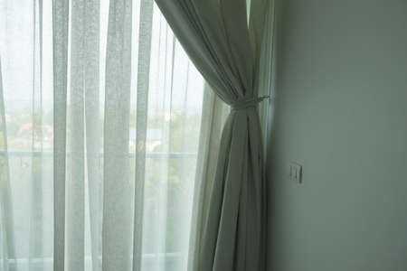 Curtain interior decoration in living roomの写真素材
