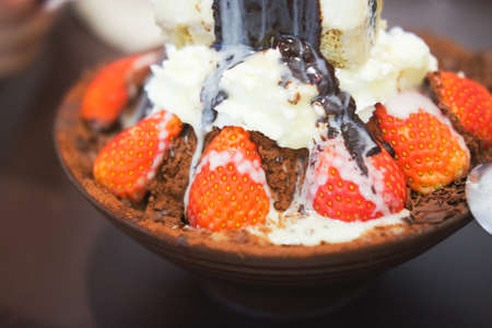 Strawberry Bingsu, Korea dessert in dessert cafe.