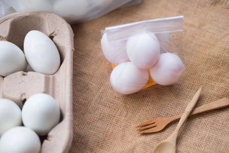 Salted egg and duck eggs in packageの写真素材