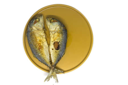 Fried mackerel in yellow plate, Thai food.