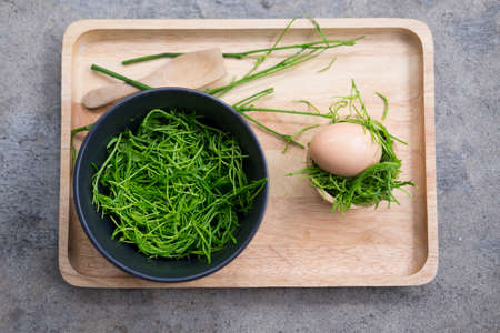 Ingredient of Egg and vegetables acacia pennata for omelet cooking