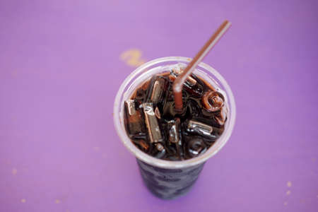 Thai iced black coffee signature local beverage. Thai called Oliangの写真素材