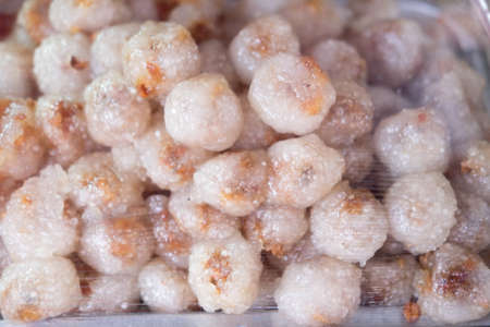 Steamed flour with peanut and pork filling, Thai dessert for appetizerの写真素材