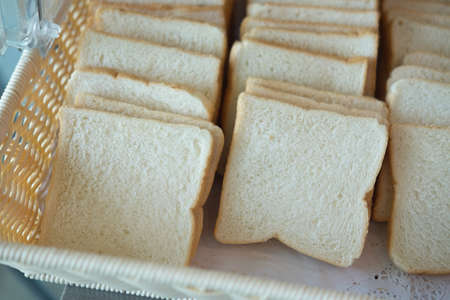 Sliced bread stack. Delicious homemade breadの写真素材