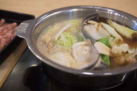 Mix of vegetable in hot pot Sukiyaki or Shabu shabu