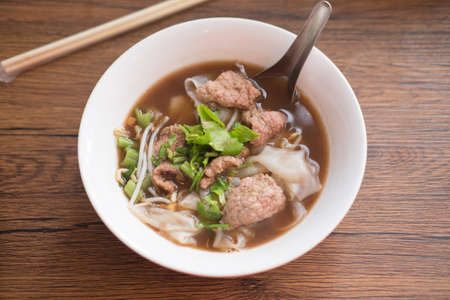 Thai noodle blood soup, delicious boat noodle,pork