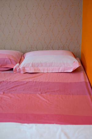 Pink and white pillow pink blanket in  bedroom sweet interior