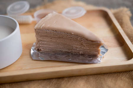 Chocolate cake layered. Enjoy eating at cafe restaurant