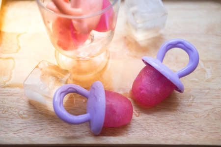 Refreshing ice cream ice pop served with iceの写真素材