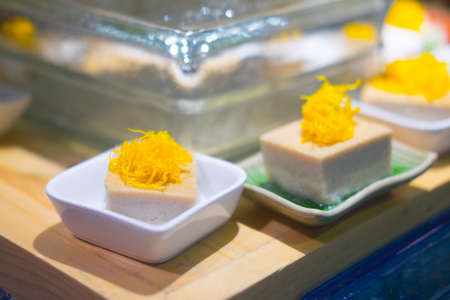 Mung Bean Thai custard dessert in buffet